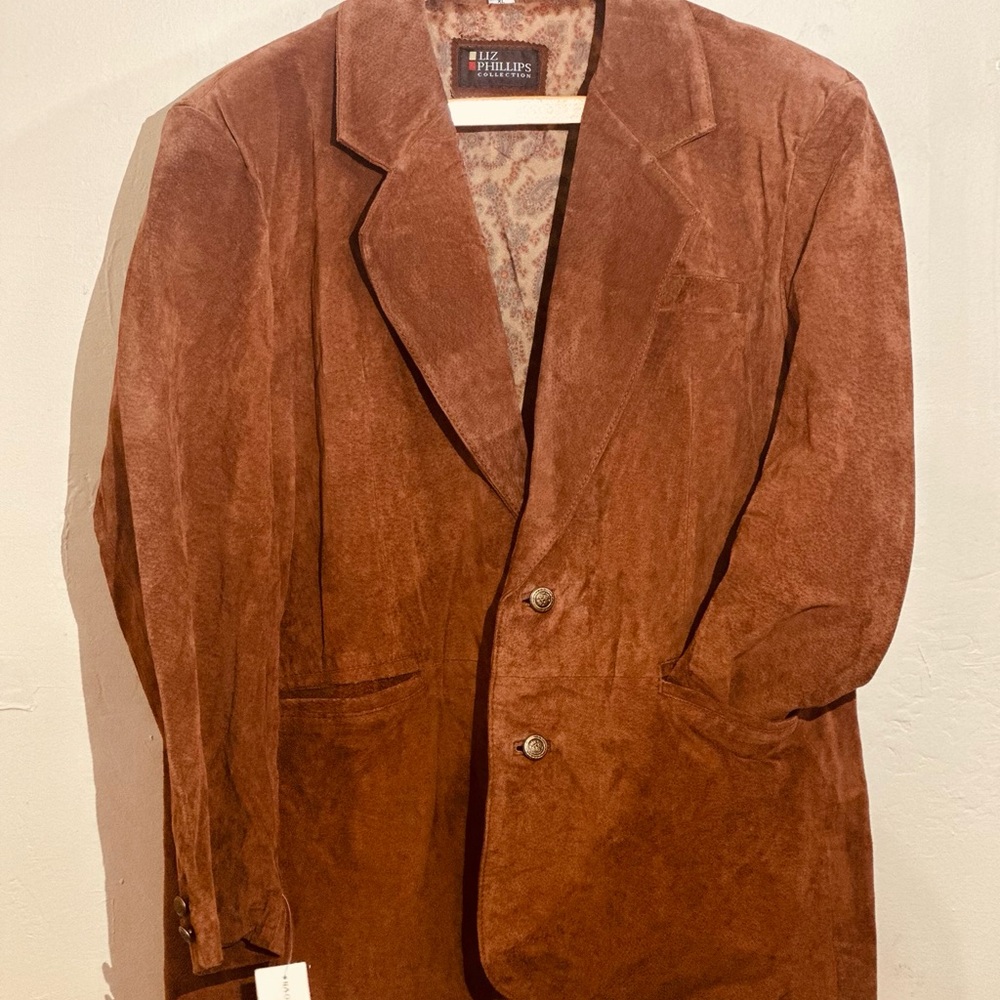 Vintage Liz Phillips Suede Jacket with Patterned Lining